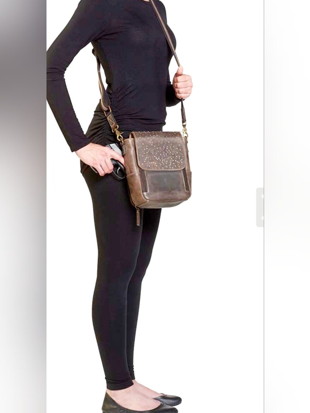 Gun Tote'n Mamas Distressed Leather Conceal Carry Crossbody - Picture 9 of 14
